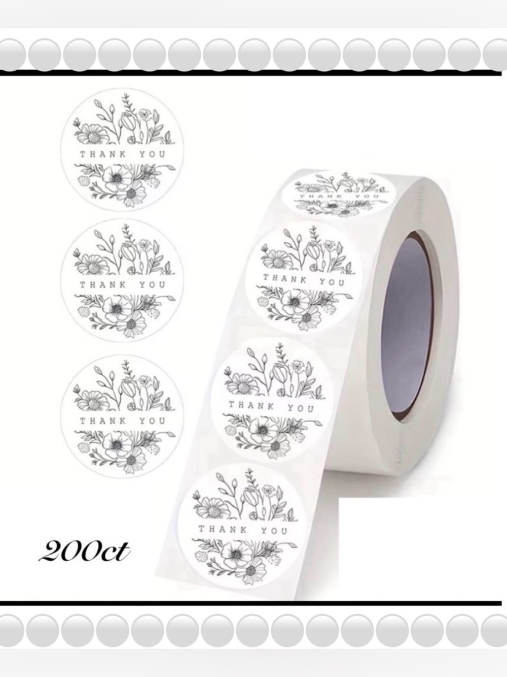 Thank You Design Stickers 200ct~ 1”  (Boutique) ~NEW~ 2 For $20